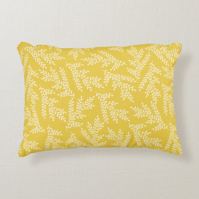 Coussins Décoratifs Elégant moutarde Jaune Floral Feuille Motif (Devant)