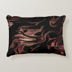 Coussins Décoratifs Elégant rose en cuivre doré noir marbre
