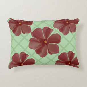 Coussins Décoratifs Élégant treillis floral bordeaux et vert sauge Pat