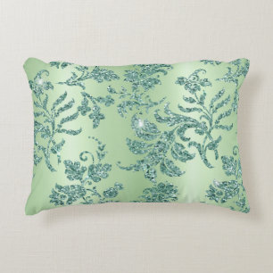 Coussins Décoratifs Elégant Turquoise Floral Silver Gilitter Design