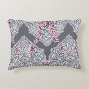 Coussins Décoratifs Élégant Vintage Dentelle Rose Floral Shabby Chic 