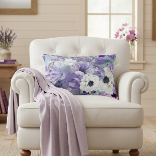 Coussins Décoratifs Élégant Violet Et Violet Fleurs sauvages Et Ciel