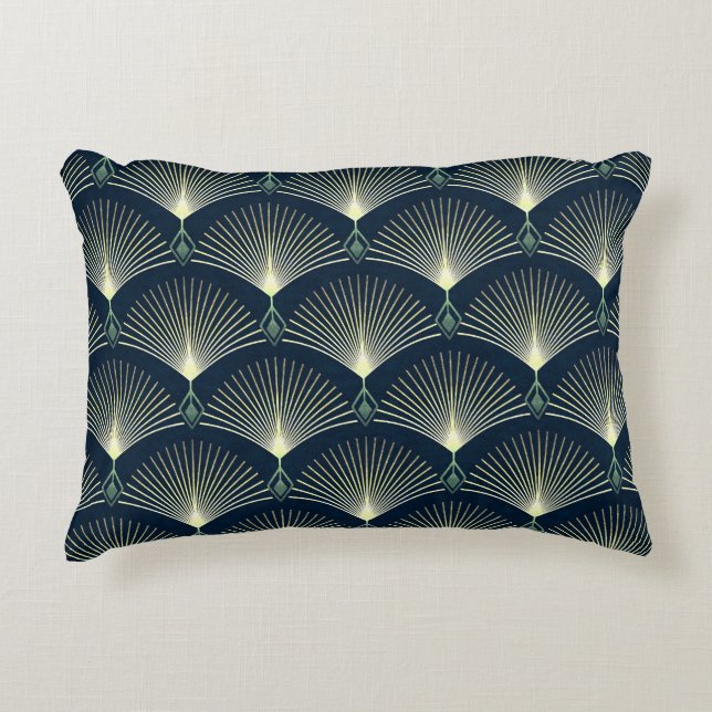 Coussins Décoratifs Elégante Géométrie : Bleu Art Déco. (Devant)