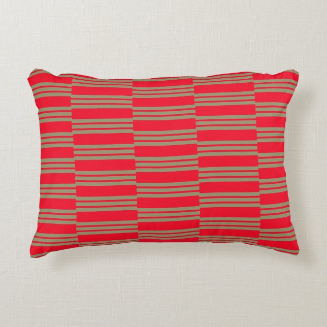 Coussins Décoratifs Élégantes rayures rouges et vertes (Devant)