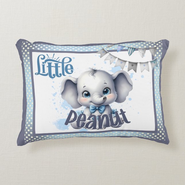 Coussins Décoratifs Éléphant Bleu Mignon - Petit Cacahuète (Devant)