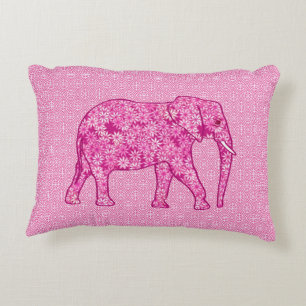 Coussins Décoratifs Éléphant de fleur - rose de fuchsia