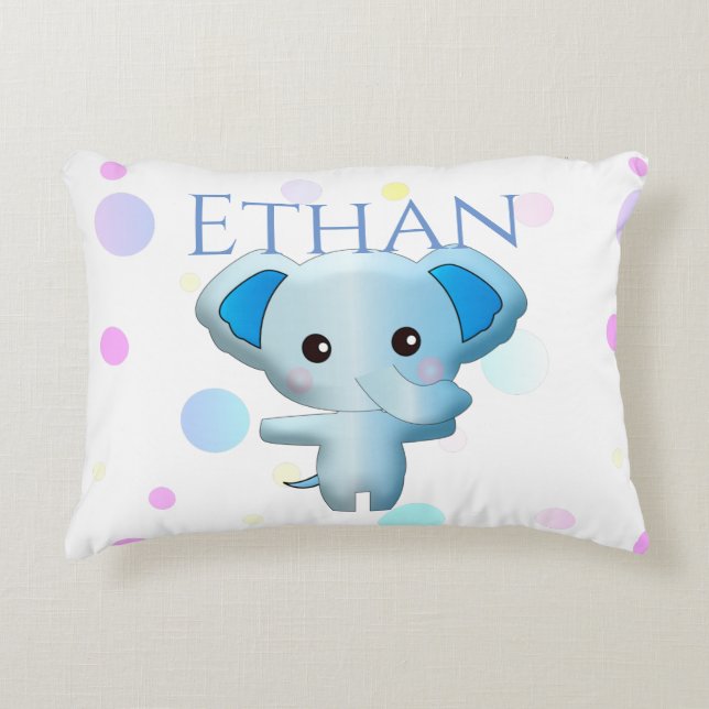 Coussins Décoratifs Eléphant petit garçon bleu mignon (Devant)