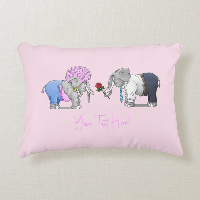 Coussins Décoratifs Éléphants Joyeuse Saint-Valentin (Devant)
