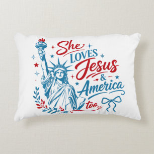 Coussins Décoratifs Elle aime Jésus et l'Amérique aussi le 4 juillet C