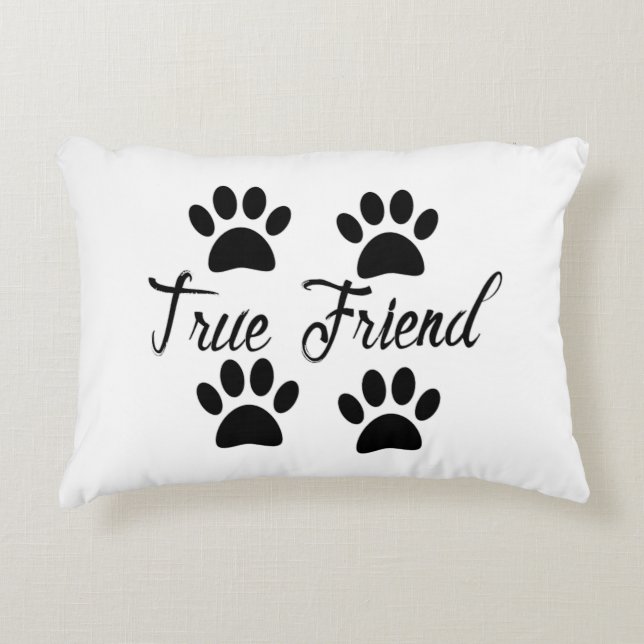 Coussins Décoratifs Empreinte de Patte de Chien Amis Véritables Texte (Devant)