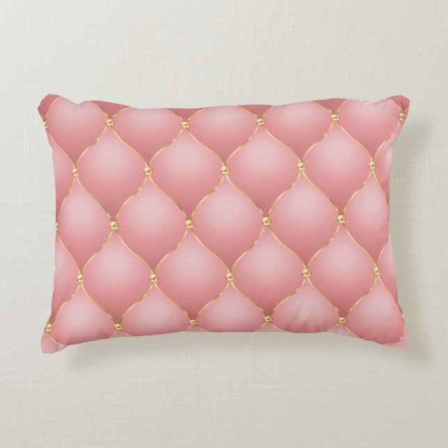 Coussins décoratifs en rose gold tuftés (Devant)