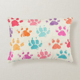 Coussins Décoratifs encre colorée, pattes de chien désagréable