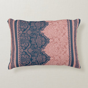 Coussins Décoratifs Encre indigo & rose chaud art IA 