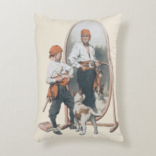 Coussins Décoratifs Enfant Vintage, Pirate Garçon, Chien, Miroir, Bouc