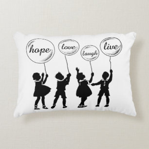 Coussins Décoratifs Enfants Silhouette Mots d'inspiration Ballons