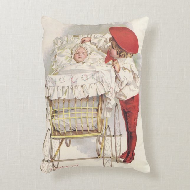 Coussins Décoratifs Enfants victoriens vintage, enfant et bébé dans un (Devant(Vertical))