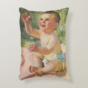 Coussins Décoratifs Enfants Vintage, Bébé Fille Mignon sur une Couvert