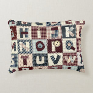Coussins Décoratifs Ensemble de lettres alphabétiques en style patchwo
