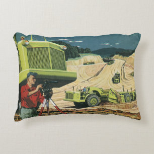 Coussins Décoratifs Entreprise Vintage, Chantier avec Géomètre