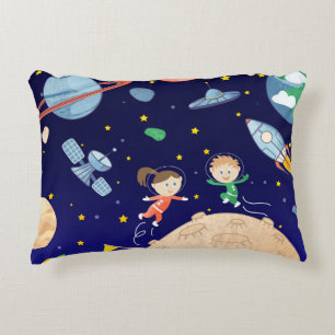 Coussins Décoratifs Espace enfants lune atterrissage spatial satellite