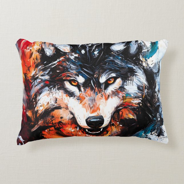 Coussins Décoratifs Esprit de loup sauvage abstrait (Devant)