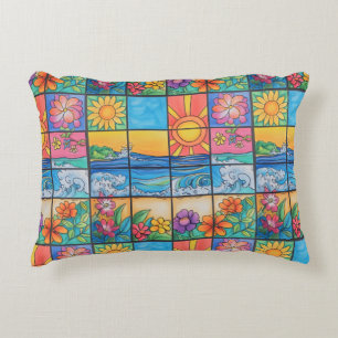 Coussins Décoratifs été plage océan et fleurs