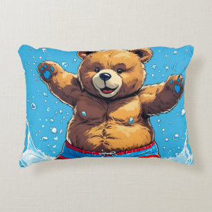 Coussins Décoratifs Été sauvage vintage avec piscine ours