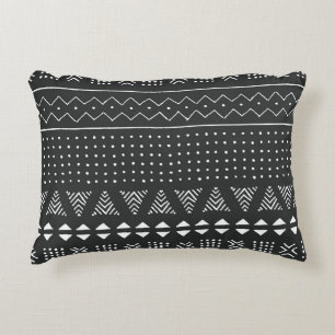 Coussins Décoratifs Ethnie tribale : motif noir blanc.