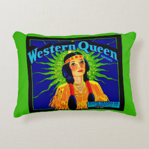 Coussins Décoratifs étiquette de caisse d'orange Western Queen des ann