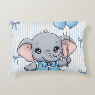 Coussins Décoratifs Étiquette de douche Bienvenue Bébé Garçon Éléphant