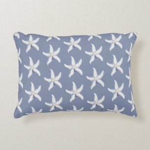 Coussins Décoratifs Étoile de mer bleue blanche de plage