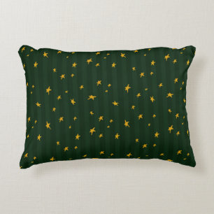 Coussins Décoratifs Étoile de Noël verte jaune rayée de fêtes