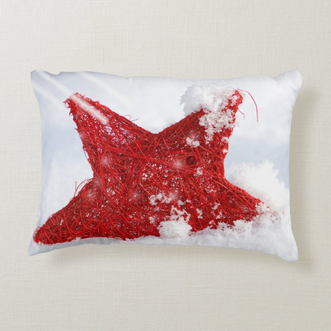 Coussins Décoratifs étoile rouge dans la neige (Dos)