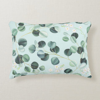 Coussins Décoratifs Eucalyptus Bliss : Motif d'aquarelle turquoise.