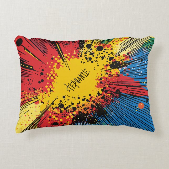 Coussins Décoratifs Explosion d'art pop de style comique (10) (Devant)
