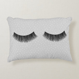 Coussins Décoratifs Eyelashes Noirs Sur Pois Gris