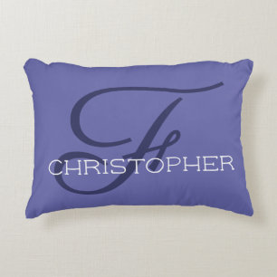 Coussins Décoratifs F Initiale Nom Personnalisé Style Bleu