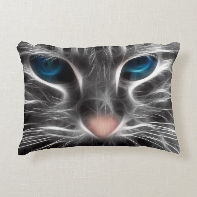 Coussins Décoratifs Face de chat bleu magnifique (Devant)
