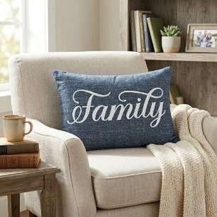 Coussins Décoratifs Famille décorative Script Casual Blue Denim