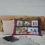 Coussins Décoratifs Family Name 5 Photo Collage Red Plaid Modern<br><div class="desc">Family Name 5 Photo Collage Red Plaid Modern Accent Throw Pillow présente un montage photo de cinq de vos photos préférées avec votre nom de famille personnalisé en élégant script blanc sur un arrière - plan plaid rouge. Personnalisez en modifiant le texte dans les zones de texte fournies. Un cadeau...</div>
