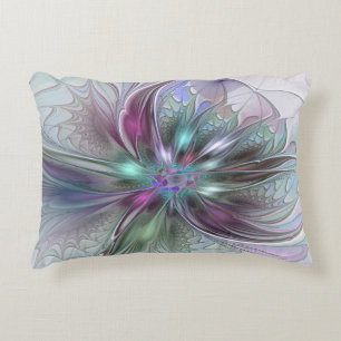 Coussins Décoratifs Fantaisie Abstraite Moderne Fleur Fractale Colorée
