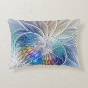 Coussins Décoratifs Fantaisie florale, fleur fractale abstraite coloré