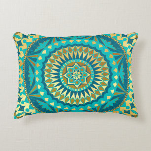 Coussins Décoratifs Fantaisie Mandala Bleu Or