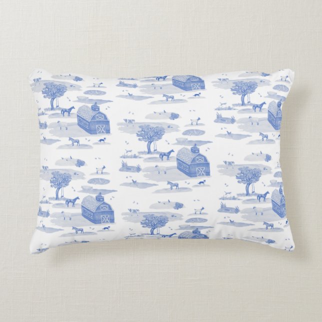 Coussins Décoratifs Farm Animal Toile Accent Pillow (Blue)  (Devant)