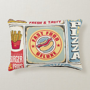 Coussins Décoratifs Fast food restaurants and diners retro signs colle