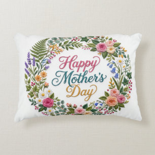 Coussins Décoratifs Fausse broderie florale Joyeuse fête des mères