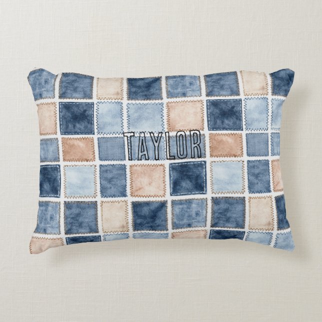 Coussins Décoratifs Faux Blue Glitter Cream Denim  (Devant)