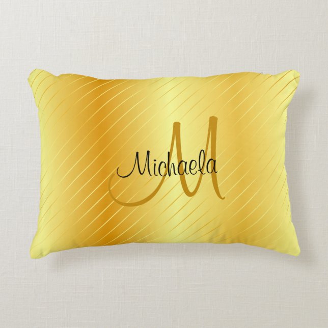 Coussins Décoratifs Faux Gold Monogrammé Élégant Modèle moderne (Devant)