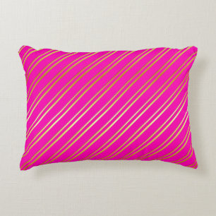 Coussins Décoratifs Faux Gold Stripes sur rose ou votre couleur