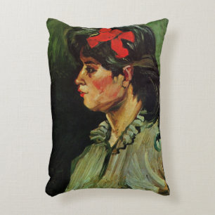 Coussins Décoratifs Femme au ruban rouge Portrait par Vincent van Gogh